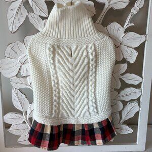 Nicole Miller Home White Cable Knit Dog Sweater - Size M